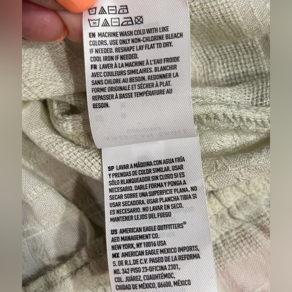 American Eagle Outfitters Ruffle One Shoulder L.Green/Cream Blouse Size-M NWT - Picture 6 of 9